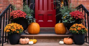 Greenstreet Gardens- Virginia - How to Create the Perfect Pumpkin Patch Fall Decor-front door pumpkin display